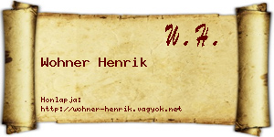 Wohner Henrik névjegykártya
